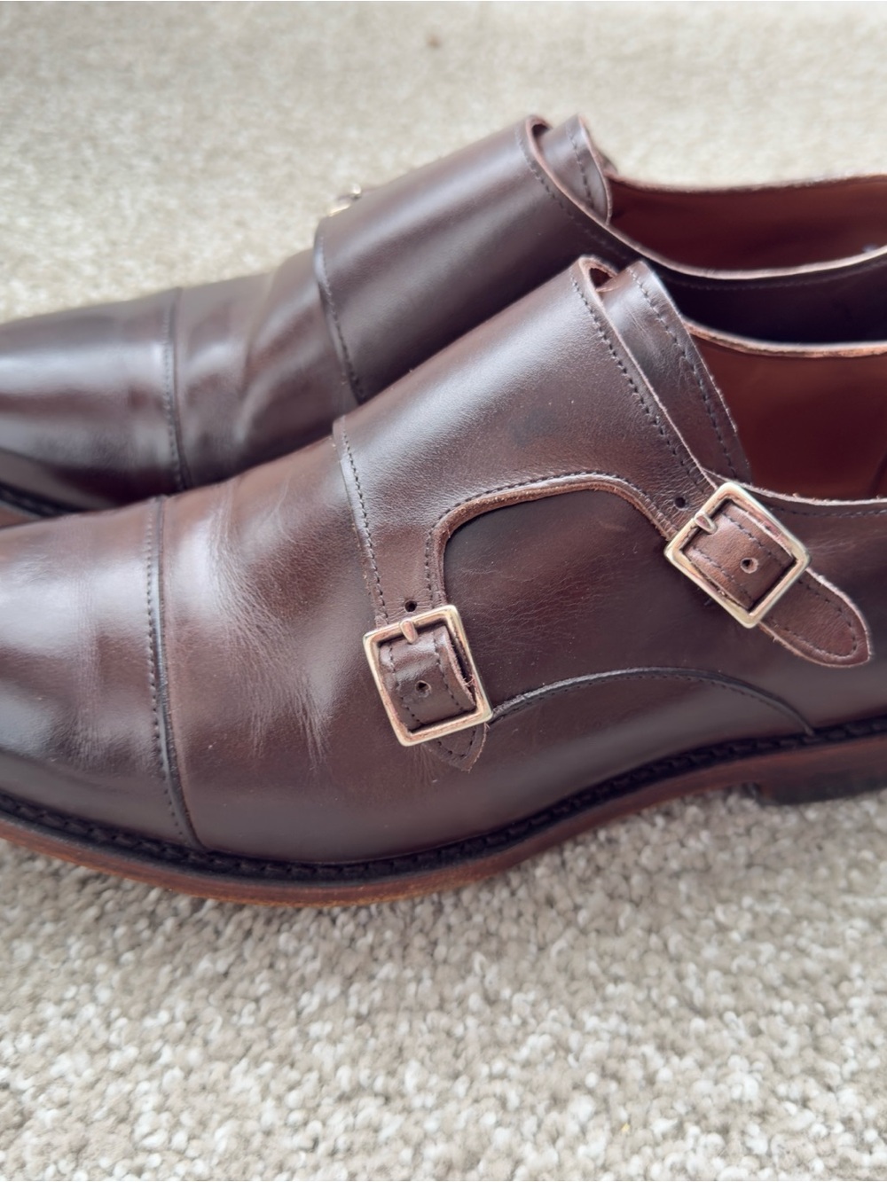 Allen Edmonds Brown Double Monk Strap Leather Shoes